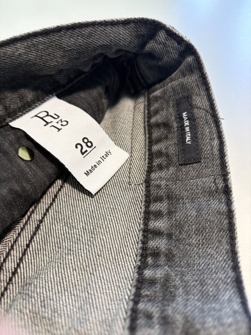 R13 Made In Italy Distressed Denim Cutoff Shorts Gray Black Wash Size 28 - Picture 5 of 10